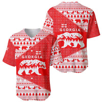 Georgia Christmas Baseball Jersey with Bear Mountains Forest Pattern and Traditional Georgian Design - Wonder Print Shop