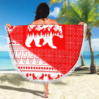 Georgia Christmas Beach Blanket with Bear Mountains Forest Pattern and Traditional Georgian Design - Wonder Print Shop