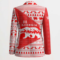 Georgia Christmas Blazer with Bear Mountains Forest Pattern and Traditional Georgian Design - Wonder Print Shop
