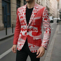 Georgia Christmas Blazer with Bear Mountains Forest Pattern and Traditional Georgian Design - Wonder Print Shop
