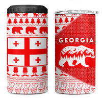 Georgia Christmas 4 in 1 Can Cooler Tumbler with Bear Mountains Forest Pattern and Traditional Georgian Design - Wonder Print Shop