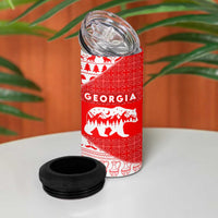 Georgia Christmas 4 in 1 Can Cooler Tumbler with Bear Mountains Forest Pattern and Traditional Georgian Design - Wonder Print Shop