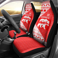 Georgia Christmas Car Seat Cover with Bear Mountains Forest Pattern and Traditional Georgian Design - Wonder Print Shop