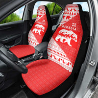 Georgia Christmas Car Seat Cover with Bear Mountains Forest Pattern and Traditional Georgian Design - Wonder Print Shop