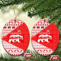Georgia Christmas Ceramic Ornament with Bear Mountains Forest Pattern and Traditional Georgian Design - Wonder Print Shop