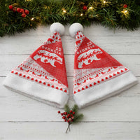 Georgia Christmas Santa Hat with Bear Mountains Forest Pattern and Traditional Georgian Design - Wonder Print Shop