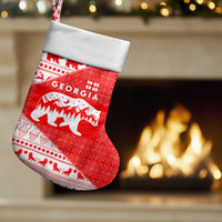 Georgia Christmas Stocking with Bear Mountains Forest Pattern and Traditional Georgian Design - Wonder Print Shop