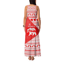 Georgia Christmas Family Matching Tank Maxi Dress and Hawaiian Shirt with Bear Mountains Forest Pattern and Traditional Georgian Design - Wonder Print Shop