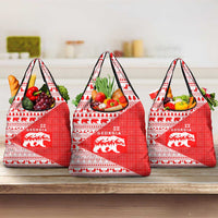 Georgia Christmas Grocery Bag with Bear Mountains Forest Pattern and Traditional Georgian Design - Wonder Print Shop