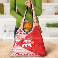 Georgia Christmas Grocery Bag with Bear Mountains Forest Pattern and Traditional Georgian Design - Wonder Print Shop