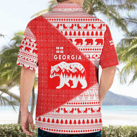 Georgia Christmas Hawaiian Shirt with Bear Mountains Forest Pattern and Traditional Georgian Design - Wonder Print Shop