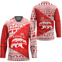 Georgia Christmas Hockey Jersey with Bear Mountains Forest Pattern and Traditional Georgian Design - Wonder Print Shop