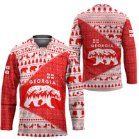 Georgia Christmas Hockey Jersey with Bear Mountains Forest Pattern and Traditional Georgian Design - Wonder Print Shop