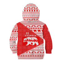 Georgia Christmas Kid Hoodie with Bear Mountains Forest Pattern and Traditional Georgian Design - Wonder Print Shop
