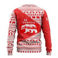 Georgia Christmas Ugly Christmas Sweater with Bear Mountains Forest Pattern and Traditional Georgian Design - Wonder Print Shop