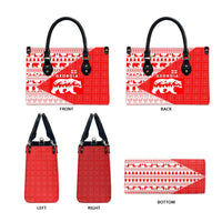 Georgia Christmas Leather Bag with Bear Mountains Forest Pattern and Traditional Georgian Design - Wonder Print Shop