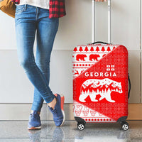 Georgia Christmas Luggage Cover with Bear Mountains Forest Pattern and Traditional Georgian Design - Wonder Print Shop