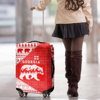 Georgia Christmas Luggage Cover with Bear Mountains Forest Pattern and Traditional Georgian Design - Wonder Print Shop