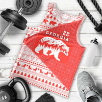 Georgia Christmas Men Tank Top with Bear Mountains Forest Pattern and Traditional Georgian Design - Wonder Print Shop