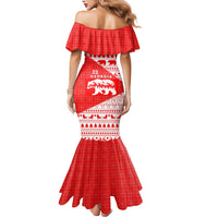 Georgia Christmas Mermaid Dress with Bear Mountains Forest Pattern and Traditional Georgian Design - Wonder Print Shop