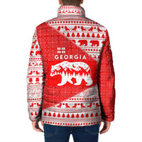 Georgia Christmas Padded Jacket with Bear Mountains Forest Pattern and Traditional Georgian Design - Wonder Print Shop