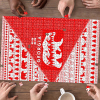 Georgia Christmas Puzzle with Bear Mountains Forest Pattern and Traditional Georgian Design - Wonder Print Shop
