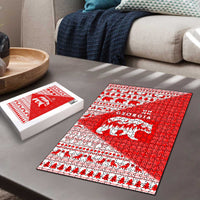 Georgia Christmas Puzzle with Bear Mountains Forest Pattern and Traditional Georgian Design - Wonder Print Shop