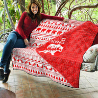 Georgia Christmas Quilt with Bear Mountains Forest Pattern and Traditional Georgian Design - Wonder Print Shop