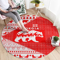 Georgia Christmas Round Carpet with Bear Mountains Forest Pattern and Traditional Georgian Design - Wonder Print Shop