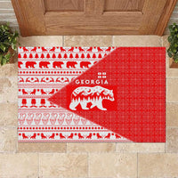 Georgia Christmas Rubber Doormat with Bear Mountains Forest Pattern and Traditional Georgian Design - Wonder Print Shop