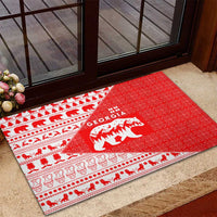 Georgia Christmas Rubber Doormat with Bear Mountains Forest Pattern and Traditional Georgian Design - Wonder Print Shop