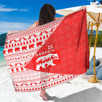 Georgia Christmas Sarong with Bear Mountains Forest Pattern and Traditional Georgian Design - Wonder Print Shop