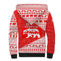 Georgia Christmas Sherpa Hoodie with Bear Mountains Forest Pattern and Traditional Georgian Design - Wonder Print Shop