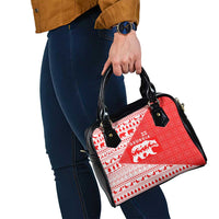 Georgia Christmas Shoulder Handbag with Bear Mountains Forest Pattern and Traditional Georgian Design - Wonder Print Shop