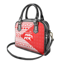 Georgia Christmas Shoulder Handbag with Bear Mountains Forest Pattern and Traditional Georgian Design - Wonder Print Shop