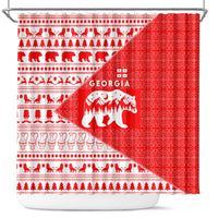 Georgia Christmas Shower Curtain with Bear Mountains Forest Pattern and Traditional Georgian Design - Wonder Print Shop