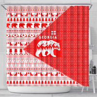 Georgia Christmas Shower Curtain with Bear Mountains Forest Pattern and Traditional Georgian Design - Wonder Print Shop