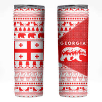 Georgia Christmas Skinny Tumbler with Bear Mountains Forest Pattern and Traditional Georgian Design - Wonder Print Shop