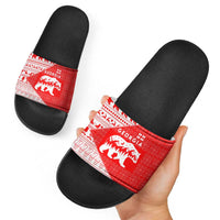 Georgia Christmas Slide Sandals with Bear Mountains Forest Pattern and Traditional Georgian Design - Wonder Print Shop