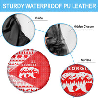 Georgia Christmas Spare Tire Cover with Bear Mountains Forest Pattern and Traditional Georgian Design - Wonder Print Shop