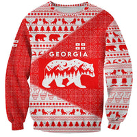 Georgia Christmas Sweatshirt with Bear Mountains Forest Pattern and Traditional Georgian Design - Wonder Print Shop
