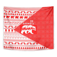 Georgia Christmas Tapestry with Bear Mountains Forest Pattern and Traditional Georgian Design - Wonder Print Shop