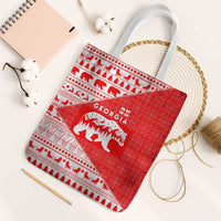 Georgia Christmas Tote Bag with Bear Mountains Forest Pattern and Traditional Georgian Design - Wonder Print Shop
