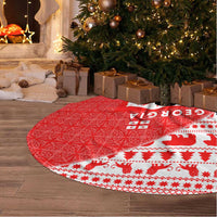 Georgia Christmas Tree Skirt with Bear Mountains Forest Pattern and Traditional Georgian Design - Wonder Print Shop