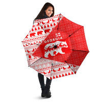 Georgia Christmas Umbrella with Bear Mountains Forest Pattern and Traditional Georgian Design - Wonder Print Shop