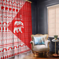 Georgia Christmas Window Curtain with Bear Mountains Forest Pattern and Traditional Georgian Design - Wonder Print Shop