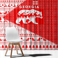 Georgia Christmas Window Curtain with Bear Mountains Forest Pattern and Traditional Georgian Design - Wonder Print Shop