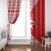 Georgia Christmas Window Curtain with Bear Mountains Forest Pattern and Traditional Georgian Design - Wonder Print Shop
