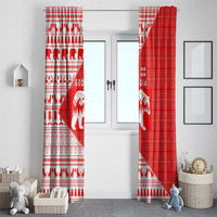 Georgia Christmas Window Curtain with Bear Mountains Forest Pattern and Traditional Georgian Design - Wonder Print Shop