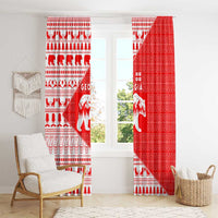 Georgia Christmas Window Curtain with Bear Mountains Forest Pattern and Traditional Georgian Design - Wonder Print Shop